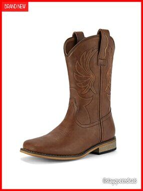 Toddler Cowboy Boots Square Toe Pull-On Boys Girls Western Boots